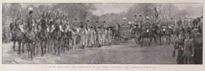 De koninklijke optocht door Londen van Edward VII en de koningin, 25 oktober, hun Majesteiten betreden Marlborough Gate vanaf de Mall